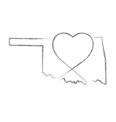 Oklahoma Us State Hand Drawn Pencil Sketch Outline