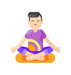 Flat Style Of Asian Man Doing Yoga