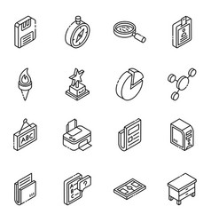 School Electronics Linear Isometric Icons