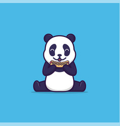 Cute Panda Eating Hot Dog