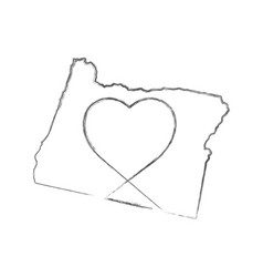 Oregon Us State Hand Drawn Pencil Sketch Outline