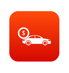 Car And Dollar Sign Icon Digital Red