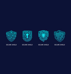 Secure Shield Fingerprint And Lock Icons