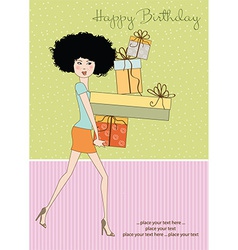 Birthday Card - Pretty Young Lady With Arms Full