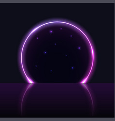 Neon Arch Gate Purple Glowing Portal To Galaxy