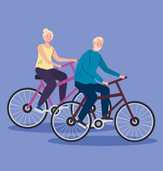 Senior Couple In Bicycle Leisure Recreation