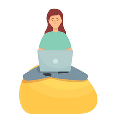 Bean Bag Online Work Icon Cartoon Laptop