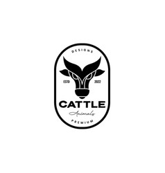 Cattle Cow Black Badge Vintage Logo Design