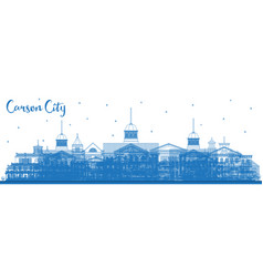 Outline Carson City Nevada Skyline With Blue