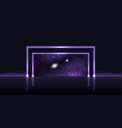 Neon Gate Portal To Galaxy Space Purple Glowing