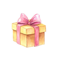 Present Birthday Box Watercolor Drawing Gift