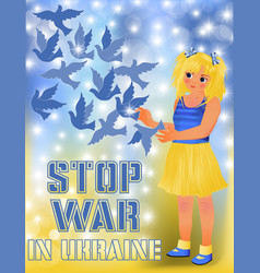 Stop War In Ukraine Background Little Girl With P