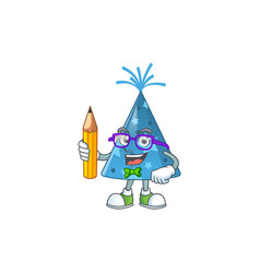 Blue Party Hat Student Mascot Studying At Home