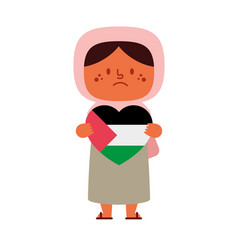 Palestine Save Lady With Flag