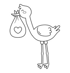 Cute Cartoon Stork Carrying Baby Royalty Free Vector Image