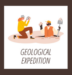 Geological Expedition Cartoon Poster Man