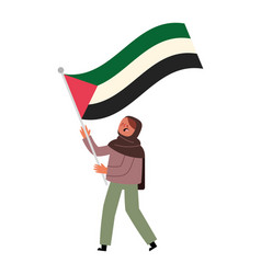 Palestine Save Female With Flag