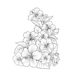 Realistic Hibiscus Flower Tattoo Outline