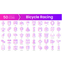 Set Of Bicycle Racing Icons Gradient Style Icon