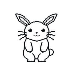 Cute Rabbit Digital Bunny Black And White Digital