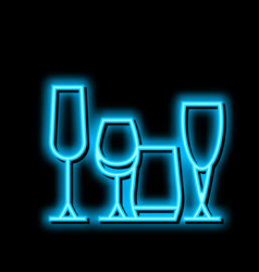 Drinkware Set Neon Glow Icon