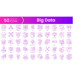 Set Of Big Data Icons Gradient Style Icon Bundle