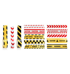 Sticky Caution Adhesive Tapes Realistic Icon Set