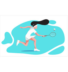 Woman Playing Badminton On A Court