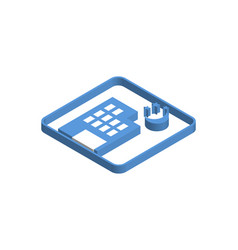 Blue Isometric Icon Of Building At Night