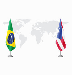 Brazil And Puerto Rico Flags For Official Meeting