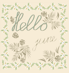 Hello June Banner Frame Of White Flowers