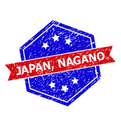 Hexagon Bicolor Japan Nagano Rubber Stamp