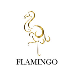 Line Art Gold Flamingo