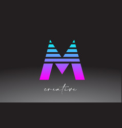 Purple Blue Neon Lines Letter M Logo Design