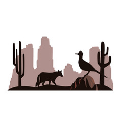 Roadrunner And Wolf Landscape