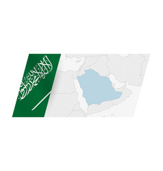 Saudi Arabia Map In Modern Style With Flag Of