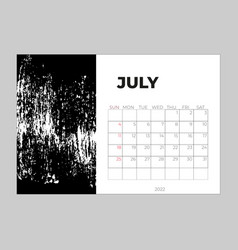 Desk Calender 2022 July Month Template Calendar