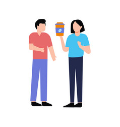 Girl Is Giving The Boy A Cup Of Coffee