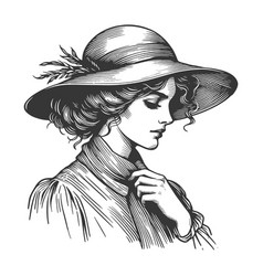 Old Fashioned Lady Young Woman Sketch