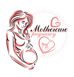 Pregnant Woman Elegant Body Silhouette Sketchy