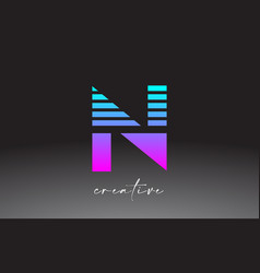 Purple Blue Neon Lines Letter N Logo Design