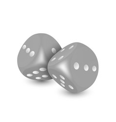 3d Realistic Gray Game Dice With White Dots