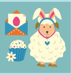 Easter Cupcake Sheep With Rabbit Ears Envelope