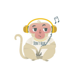 Hear No Evil Monkey In Headphones