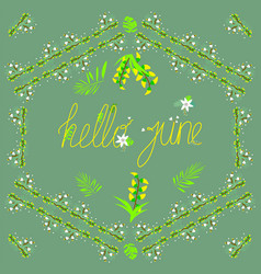 Hello June Banner In A Frame Of Yellow Flowers