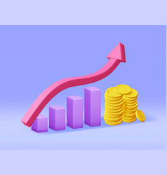 3d Growth Stock Chart Arrow With Golden Coins