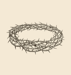 Crown Of Thorns Sketch Hand Drawn Vintage