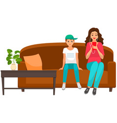 Girl Sitting On Sofa Playing Smartphone People