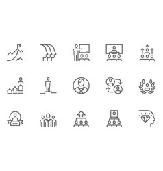 Leadership And Corporate Management Line Icons