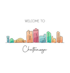 One Single Line Drawing Chattanooga City Skyline